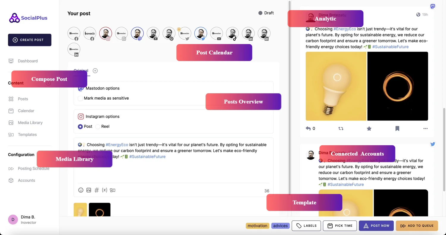 Instrument gratuit de gestion a rețelelor sociale cu AI - SocialPlus AI