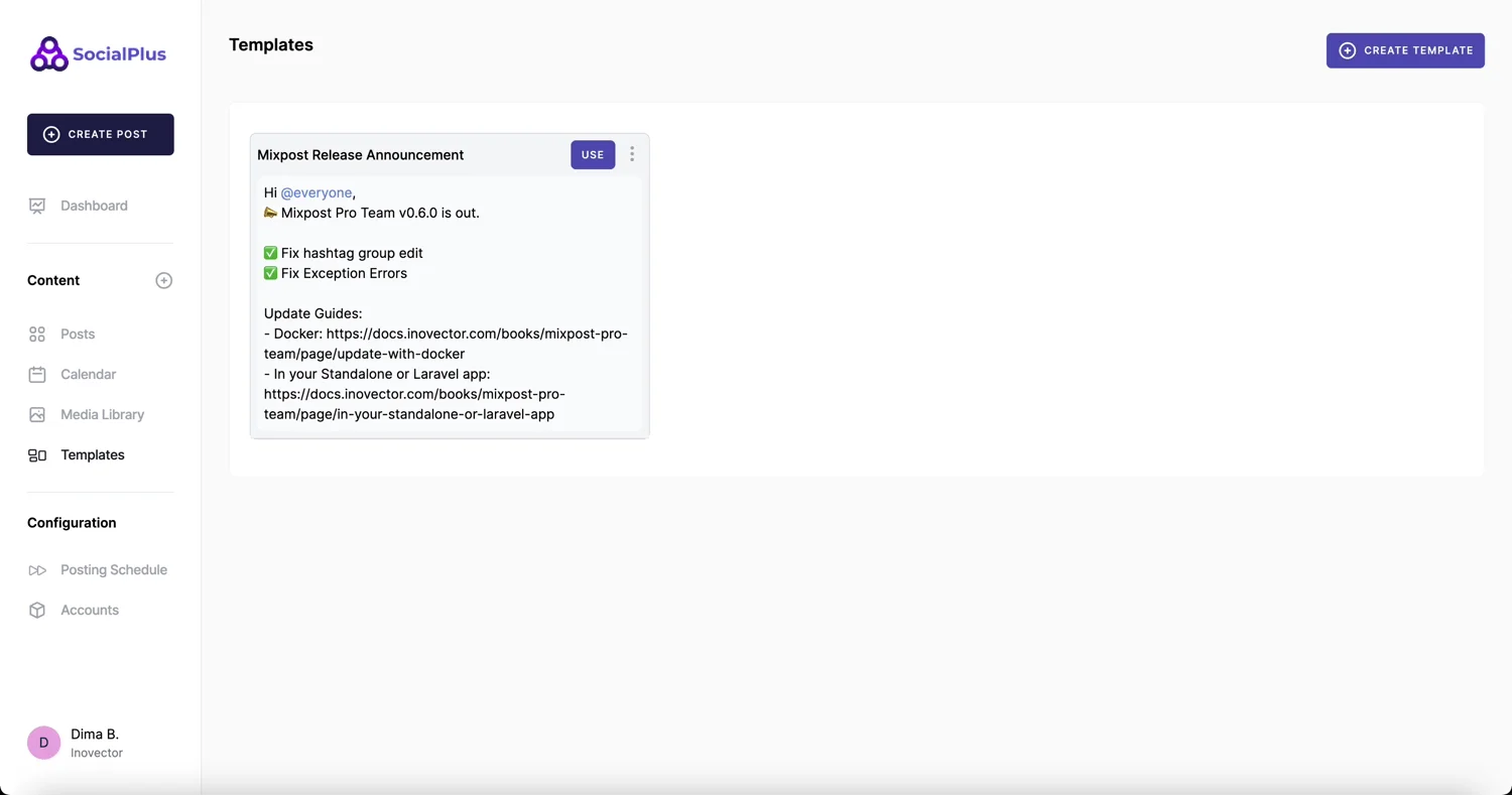 Free AI Social Media Management Tool - SocialPlus AI - Templates